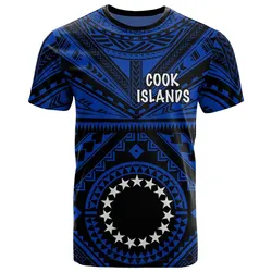Cook Island T-Shirt - Seal With Polynesian Tattoo Style ( Blue)
