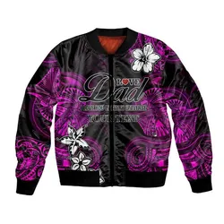 (Custom Personalised) Polynesian Fathers Day Bomber Jacket I Love You In Every Universe - Pink LT8
