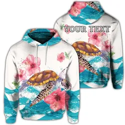 Alohawaii Hoodie - (Personalised) Hawaiian Turtle Hibiscus Waves Polynesian Hoodie - AH - A0