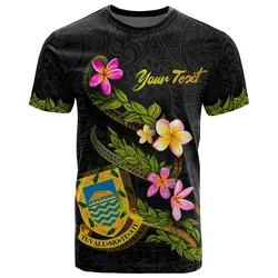Tuvalu Polynesian Custom Personalised T shirt - Plumeria Tribal