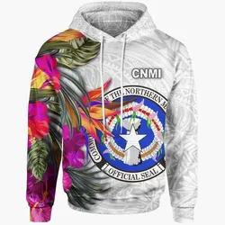 Northern Mariana Islands Hoodie Hibiscus Polynesian White pattern