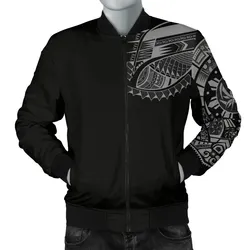 Polynesian Chest Tattoo Men's Bomber Jacket Gray A7