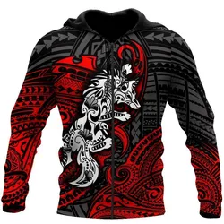 Amazing Polynesian Wolf Tattoo Unisex Hoodie Bt11