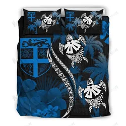 Fiji Turtle Hibiscus Plumeria Coat Of Arm Bedding Set Bedroom Decor