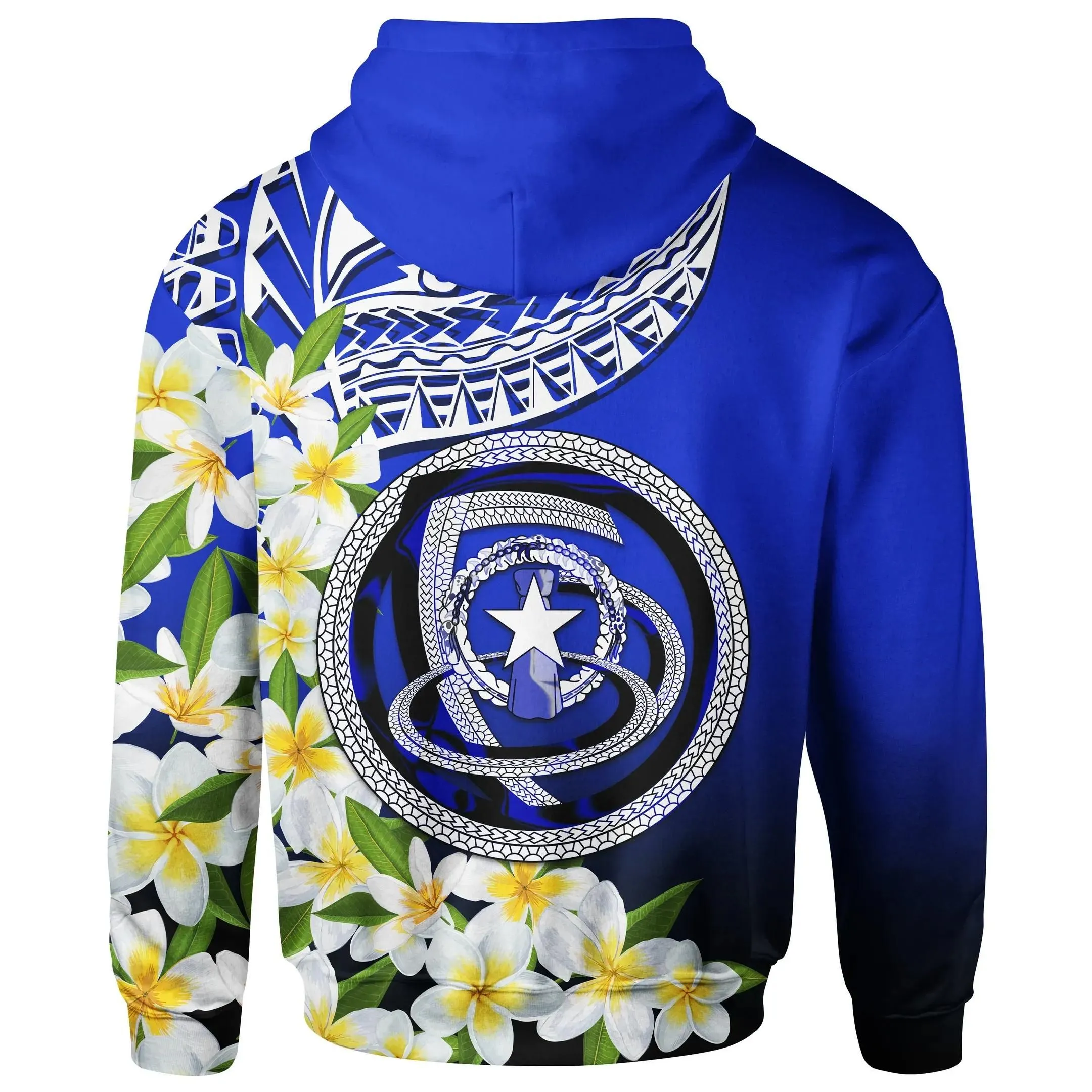 Northern Mariana Islands Zip-Up Hoodie - Polynesian Plumeria Pattern - BN39