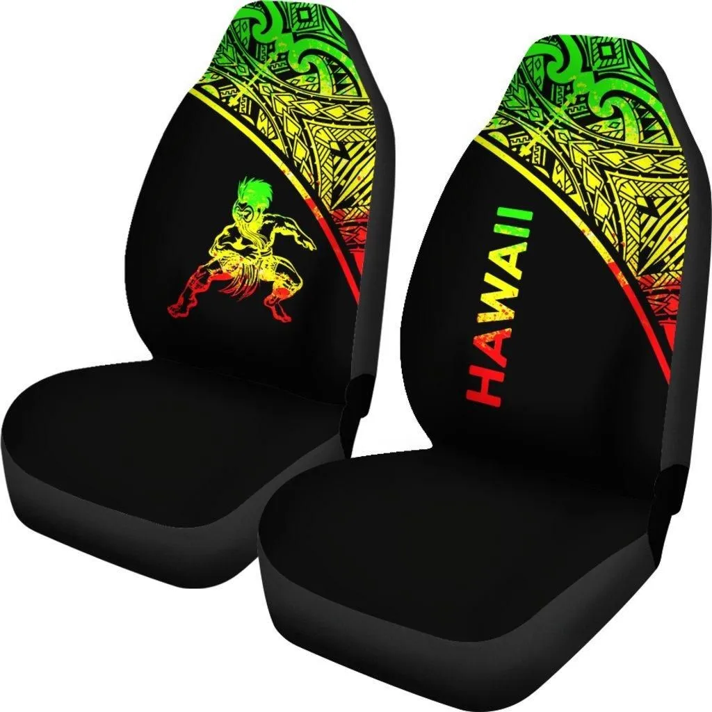 Hawaii Car Seat Covers - Polynesian Warriors Tattoo Reggae Curve