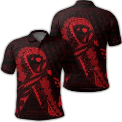 Hawaiian Map Heart Ribbon Cancer Hibiscus Red Polynesian Polo Shirt