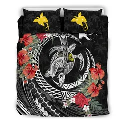 FamilyGater Bedding Set - Cover and Pillow Cases Papua New Guinea - Polynesia Map Turtle Hibiscus A24