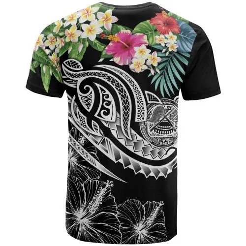 Polynesian American Samoa T shirt - Summer Plumeria Black