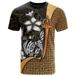 Vanuatu T-Shirt Coat of Arm Gold - Turtle with Hook