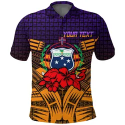 (Custom Personalised) Samoa Polo Shirt - Hibiscus With Tribal - LT12