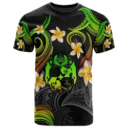 Tonga T-shirt - Custom Personalised Polynesian Waves with Plumeria Flowers (Reggae)