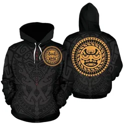 Polynesian All Over Hoodie - Polynesian Face Tattoo 5