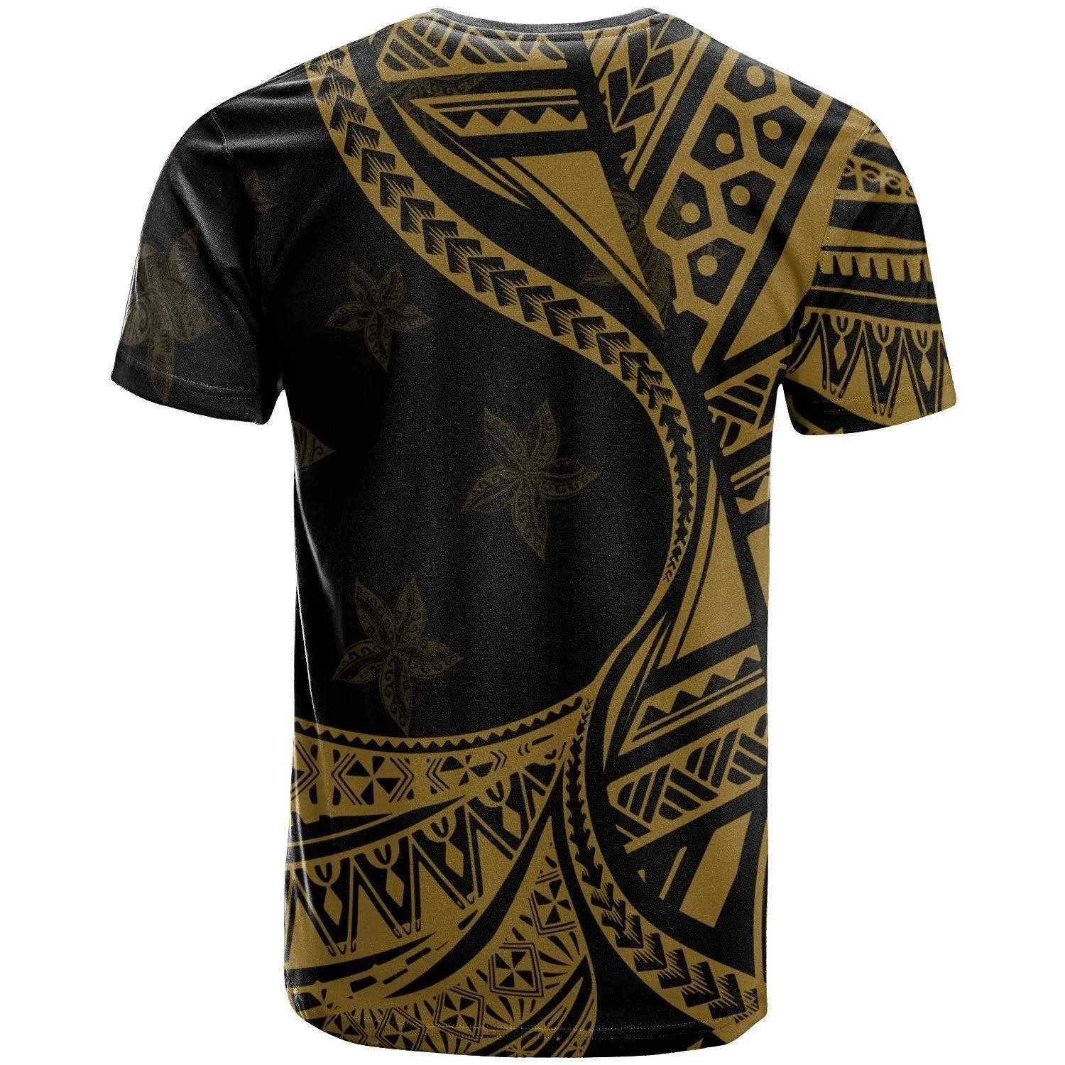 Kosrae State T-Shirt - Plumeria Flowers Gold Version