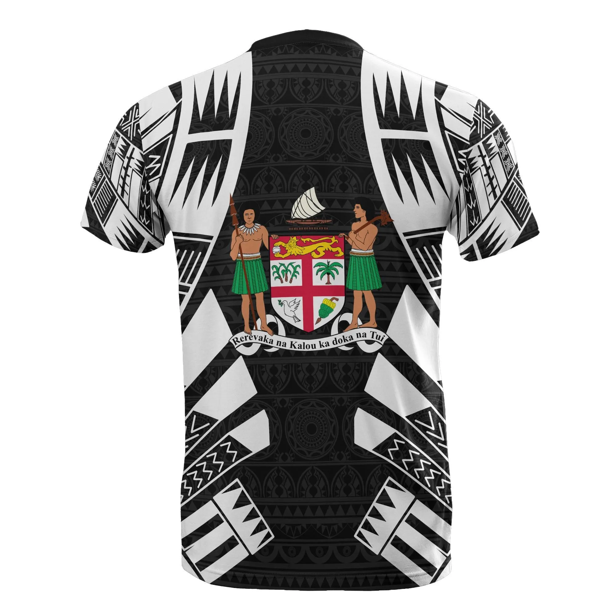 Fiji T-Shirt - Fiji Coat Of Arms Polynesian Tattoo Style