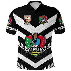 Papua New Guinea PRK Mendi Muruks Polo Shirt Rugby Polynesian - Black NO.1 LT8
