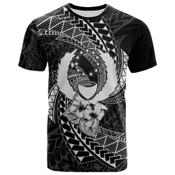 Pohnpei Micronesian T-Shirt White - Spiral Pattern Hibiscus