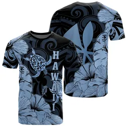 Hawaii Turtle T Shirt Polynesian Hibiscus Art Ver 2.0 Blue Ah J1 Hawaiian Shorts Beach Short Sleeve