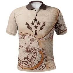 Kosrae Polo Shirt - Hibiscus Flowers Vintage Style