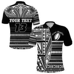 (Custom Personalised) Polynesian Rugby Polo Shirt With Love - Custom Text and Number