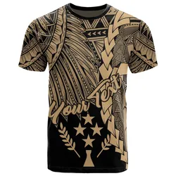 Kosrae Micronesia Custom Personalised T Shirt - Tribal Wave Tattoo Gold
