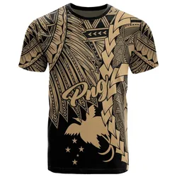 Papua New Guinea Polynesian T-Shirt - Tribal Wave Tattoo Gold - BN12