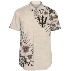 Barbados Short Sleeve Shirt - The Beige Hibiscus