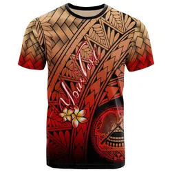 American Samoa Polynesian Custom Personalised T-Shirt - Plumeria Tattoo Tribal