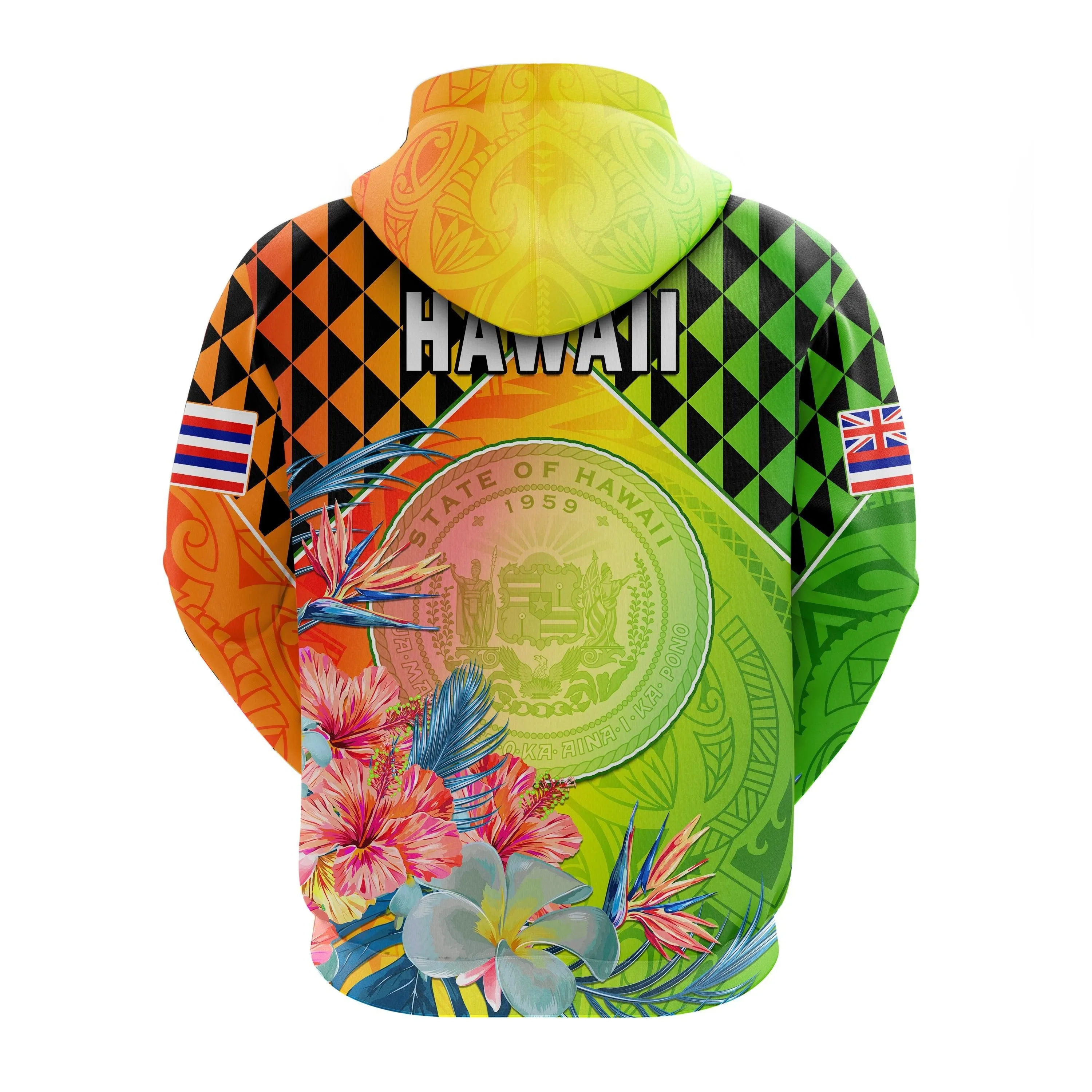 Happy Hawaii Fathers Day Hoodie Hawaiian Tribal Kanaka Maoli Hibiscus LT14