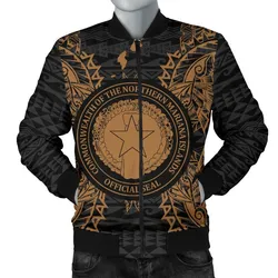Northern Mariana Islands Polynesian Mens Bomber Jacket Map Gold