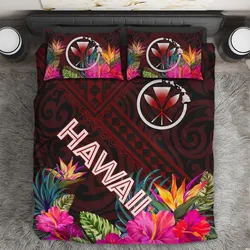 Hawaii Kanaka Maoli With Hibiscus On Polynesian Patterns Bedding Set