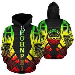 Pohnpei All Over Hoodie - Reggae Color Tattoo Style - Bn01