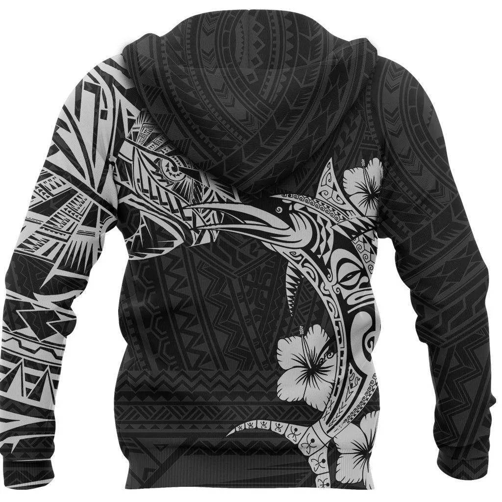 Polynesian Tattoo Hoodie, Marlin Hibiscus Pullover Hoodie