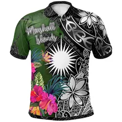 Marshall Islands Polo Shirt - Turtle Plumeria Banana Leaf