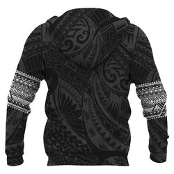 Polynesian Hoodie Tattoo Style White NVD1333