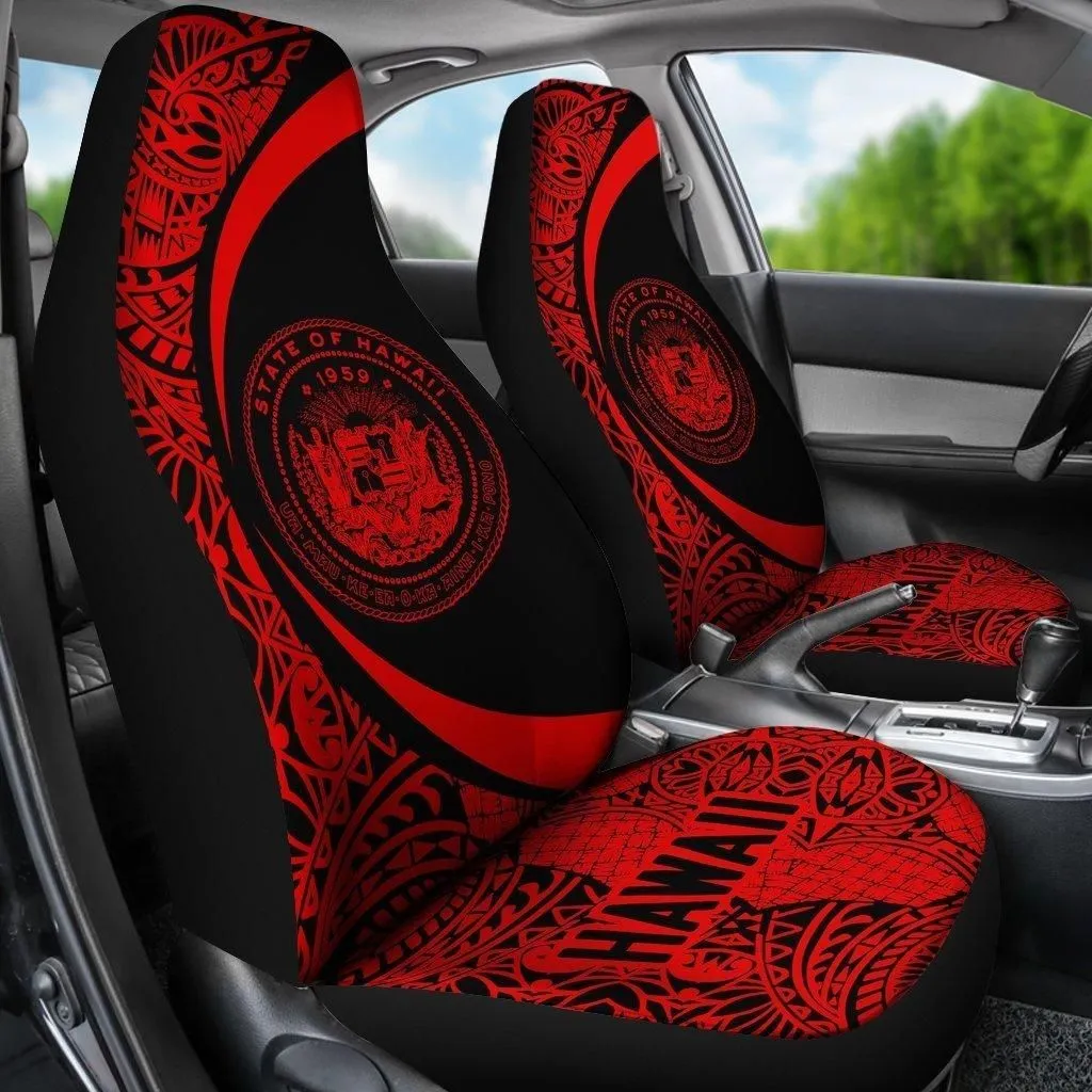 Hawaii Coat Of Arm Polynesian Car Seat Covers - Circle Style 02 J1