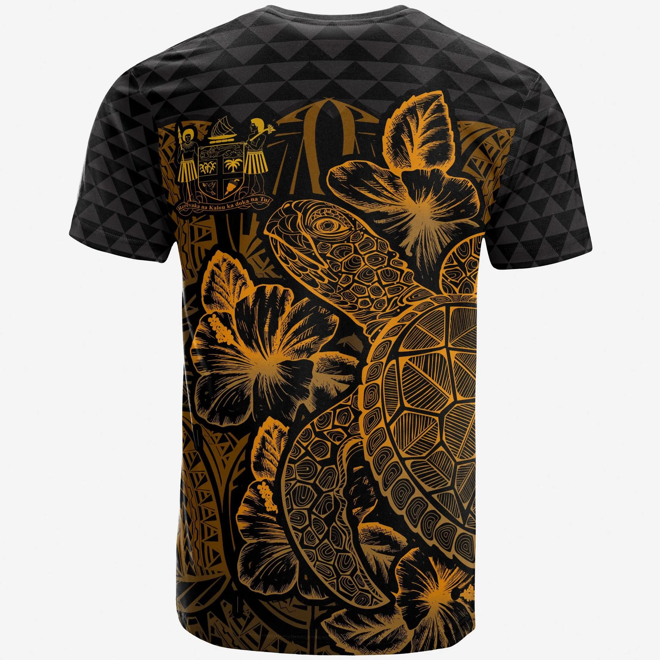 Alohawaii T-Shirt - Tee Fiji Polynesian - Turtle Hibiscus Gold - BN39