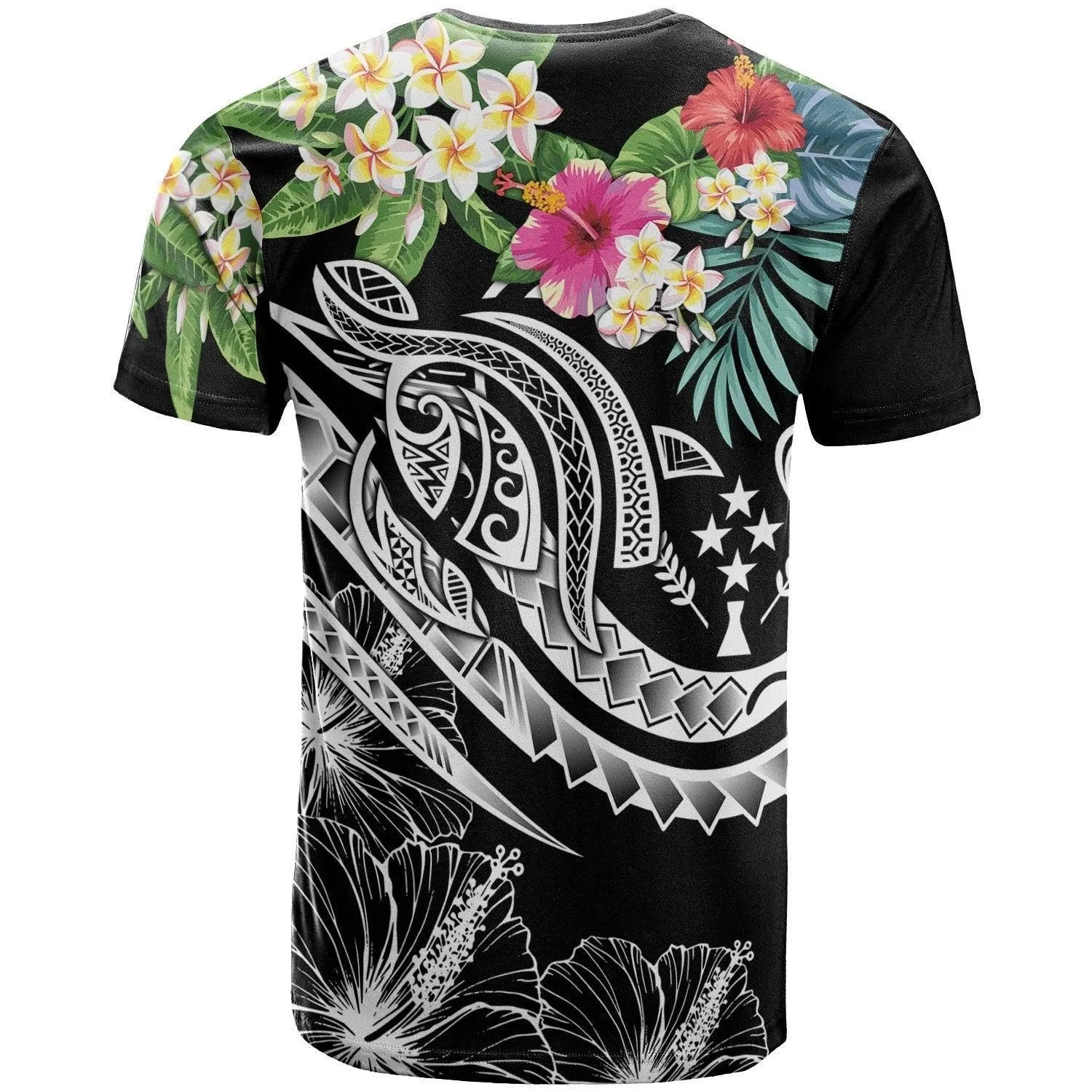 Kosrae Polynesian T Shirts - Summer Plumeria Black