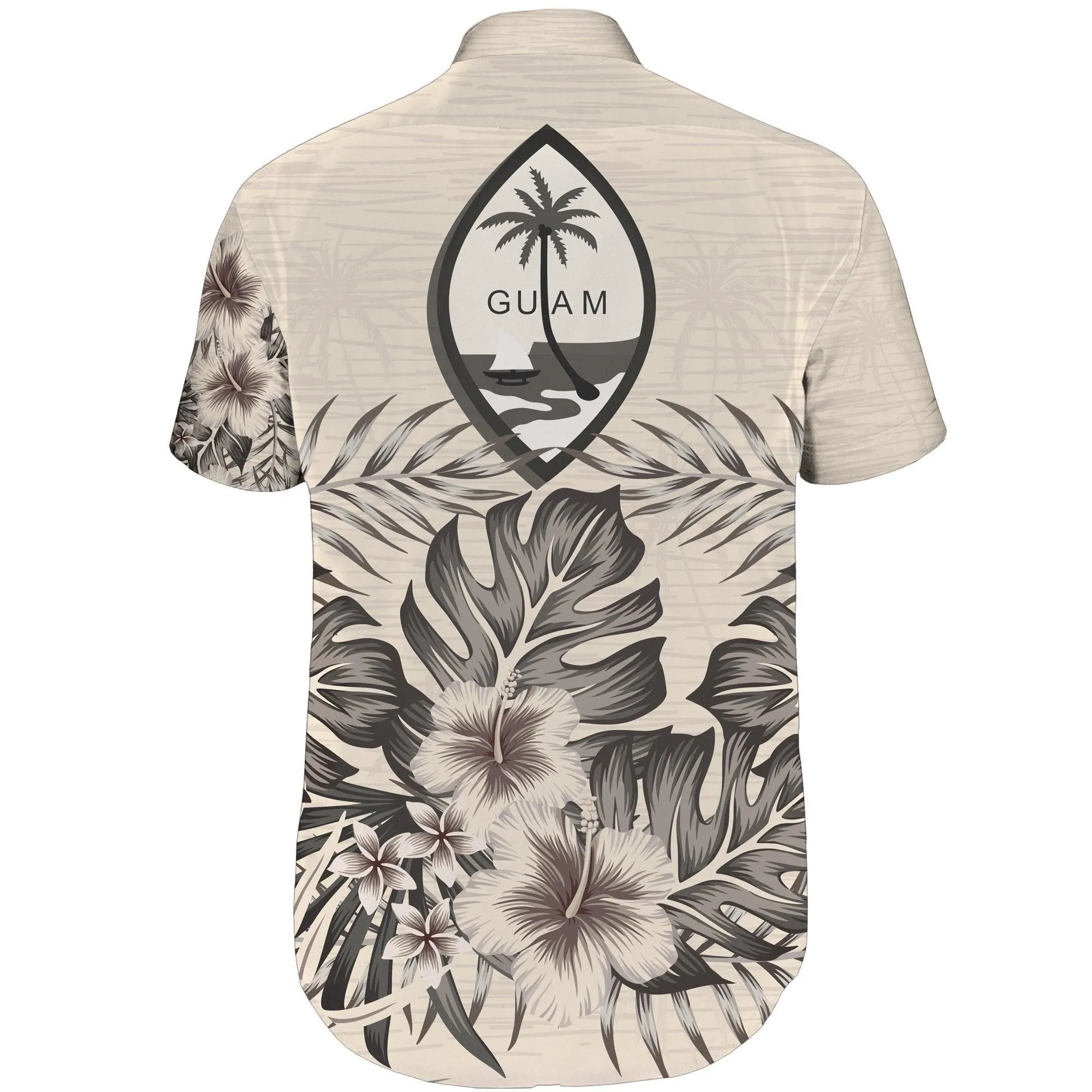 Guam Short Sleeve Shirt - The Beige Hibiscus