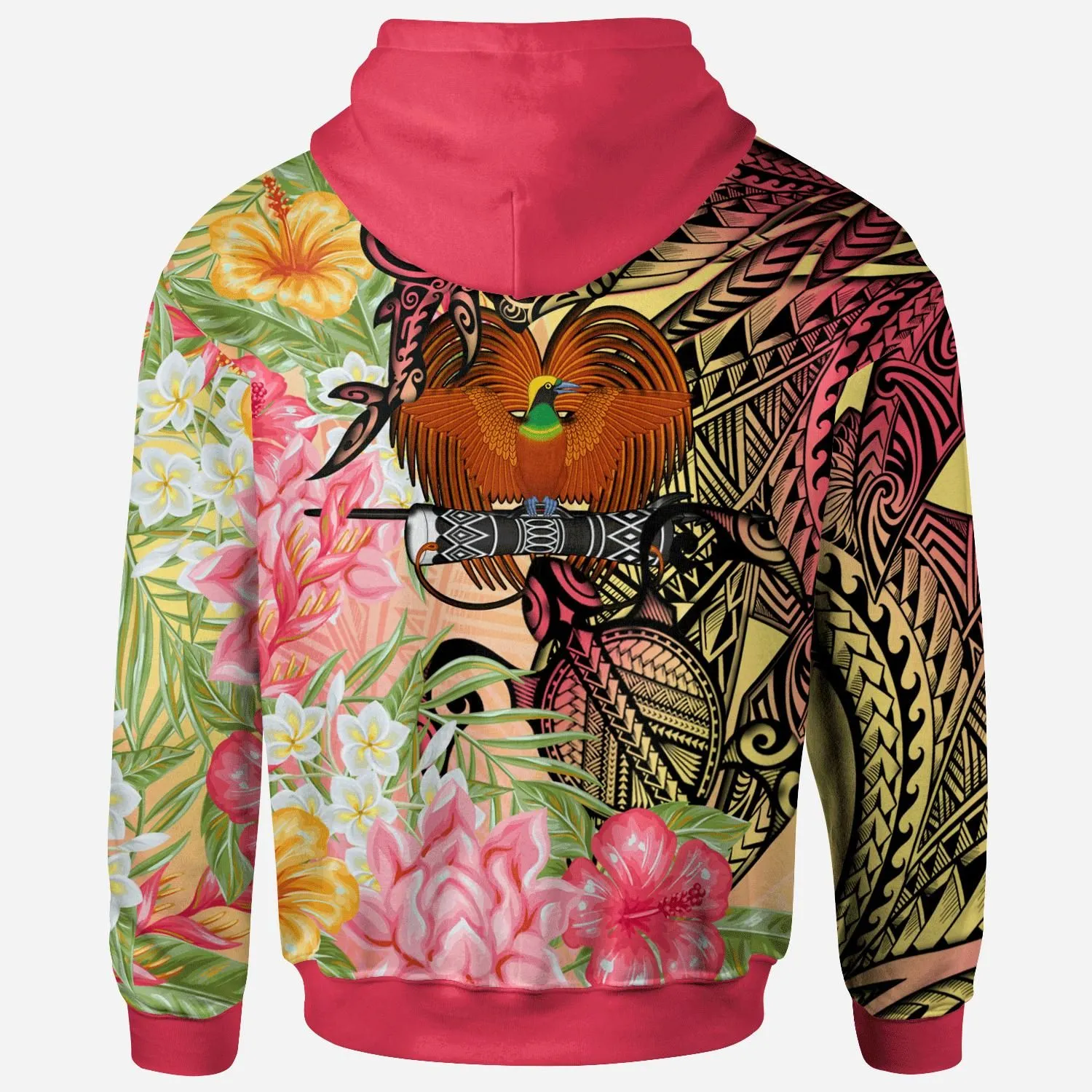 Papua New Guinea Hoodie - Flowers Tropical With Sea Animals