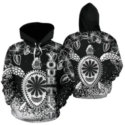 Turtle Polynesian Custom Personalised Hoodie - Hibiscus Necklace Black