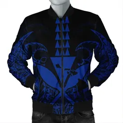Alohawaii Jacket - Hawaii Polynesian Kanaka Kakau Bomber Jacket - Alan Style Blue - AH - J4R