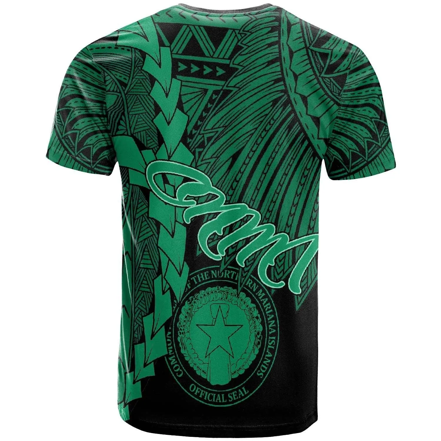Northern Mariana Islands Polynesian Custom Personalised T-Shirt - Tribal Wave Tattoo Green
