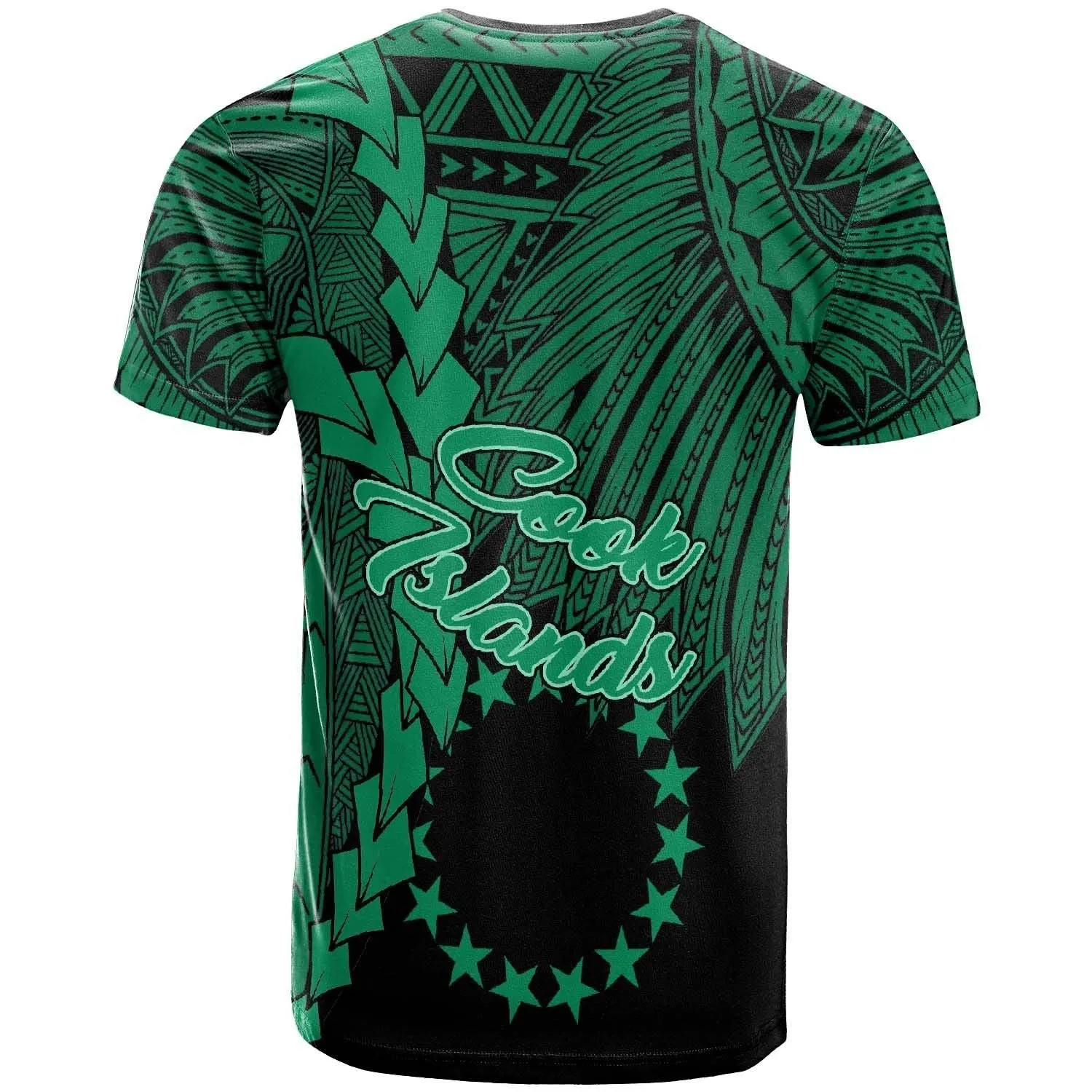 Cook Islands T-Shirt - Tribal Wave Tattoo Green