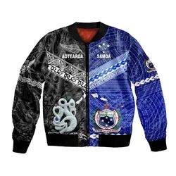 (Custom Personalised) Samoa And New Zealand Bomber Jacket Together - Black LT8