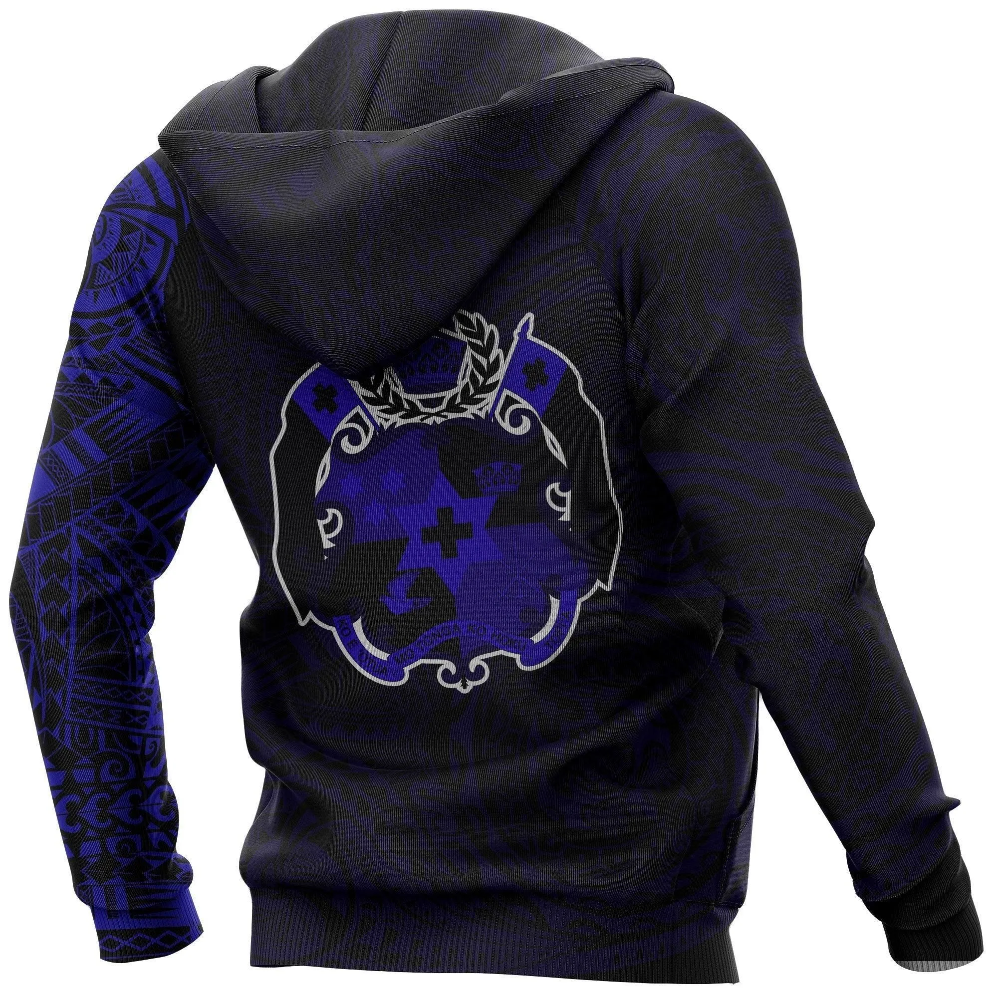 Hoodie Tonga In My Heart Polynesian Tattoo Style Blue