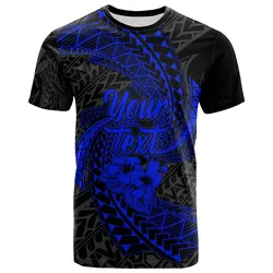 Polynesian Hawaii Custom Personalised T-Shirt Blue - Spiral Pattern Hibiscus