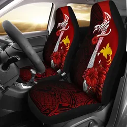 Papua New Guinea Polynesian Car Seat Covers - Coat Of Arm With Hibiscus