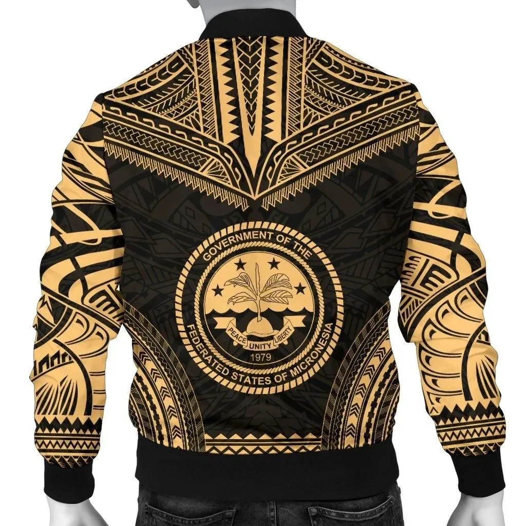 Federated States Of Micronesia Polynesian Chief Men's Bomber Jacket - Gold Version - Bn10