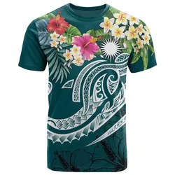 Marshall Islands Polynesian T shirt - Summer Plumeria Turquoise